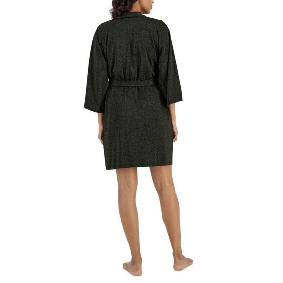 I.n.c. International Concepts Women's 2-Pc. Sparkle Black Robe & Chemise Set M - Picture 5 of 7